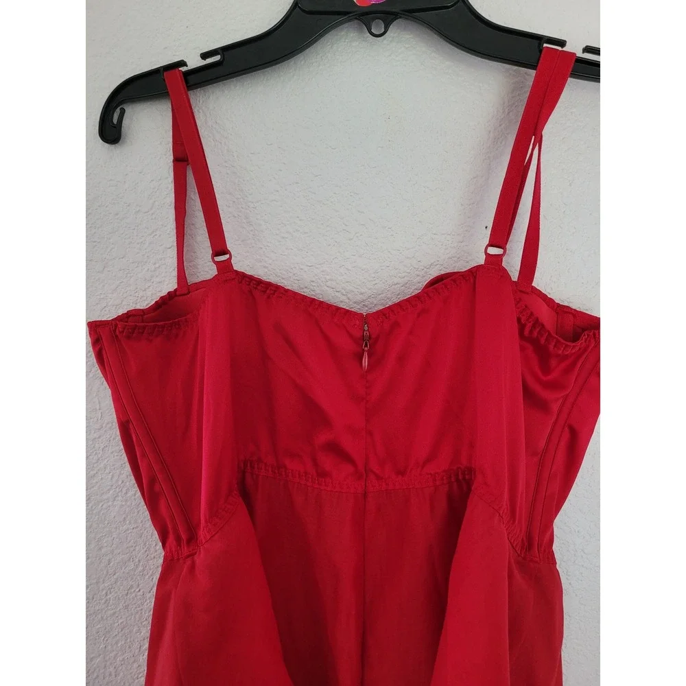 Victoria's Secret Red‎ Corset Babydoll Slip Dress Underwire Bow Large NWT #12